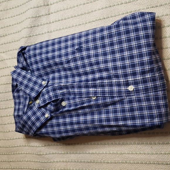 Ralph Lauren men's  tri blue/white plaid button down long sleeve large - Picture 1 of 7